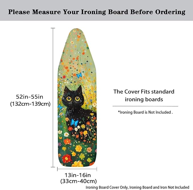 Sprowallow Black Cat Daisy Ironing Board Covers 15 x 54 inch Drawstring
