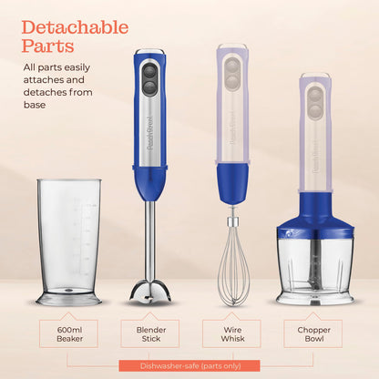 Powerful Immersion Blender, Electric Hand Blender 500 Watt with Turbo Mode, Detachable Base. Handheld Kitchen Gadget Blender Stick for Soup, Smoothie, Puree, Baby Food, 304 Stainless Steel Blades