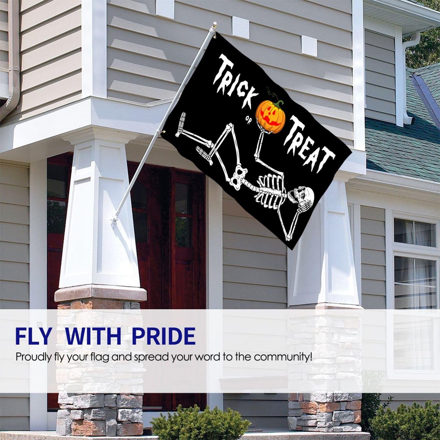 Halloween Skull Flag 3x5 Ft Outdoor Outside With Grommets Indoor Trick Or Treat Flags House Yard Garden Decorations Holiday Banner Sign