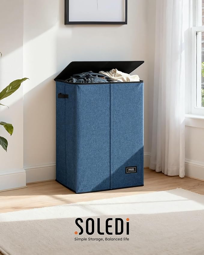 SOLEDI Laundry Hamper with Lid 130L Large & Tall Collapsible Laundry Basket