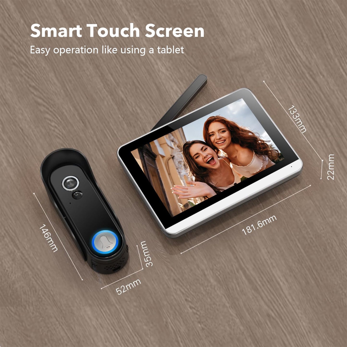 Bvavo Wireless Doorbell Camera with Monitor Video Door Phone Intercom System 1080P 7'' Touch Screen Two-Way Audio Smart Door Bell with Night Vision, Motion Detection, No Monthly Fees, Tuya APP