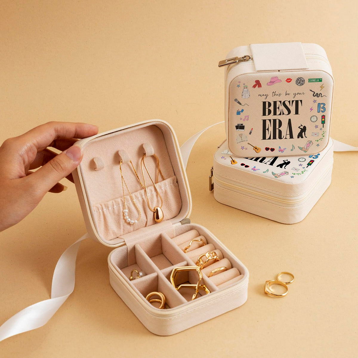 Jewelry Box, Small Jewelry Case for Taylor Fans, Taylor Gifts Merch, Portable Jewelry Case with Best Era for Bracelet, Necklace, Ring, Earring Organizer Holder Storage Boxes