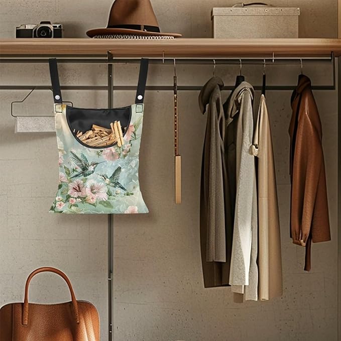 Hummingbird Clothespin Bag for Outdoor Laundry Clothesline and Clothes Pin