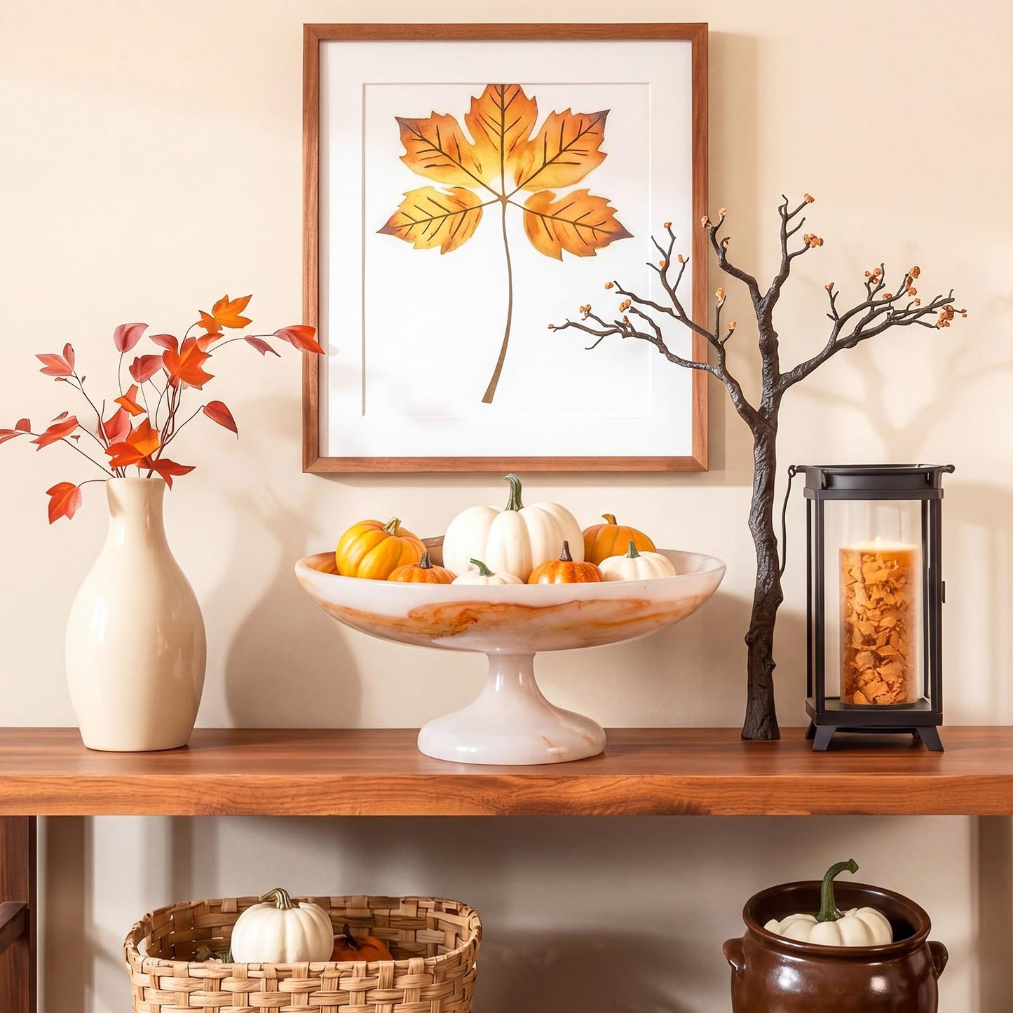 Singhoow 10 Inch Marble Fruit Bowl for Kitchen Counter Resin Large Decorative Bowls with Pedestal for Home Entryway Kitchen Storage Dining Table Centerpiece House Warming Gifts