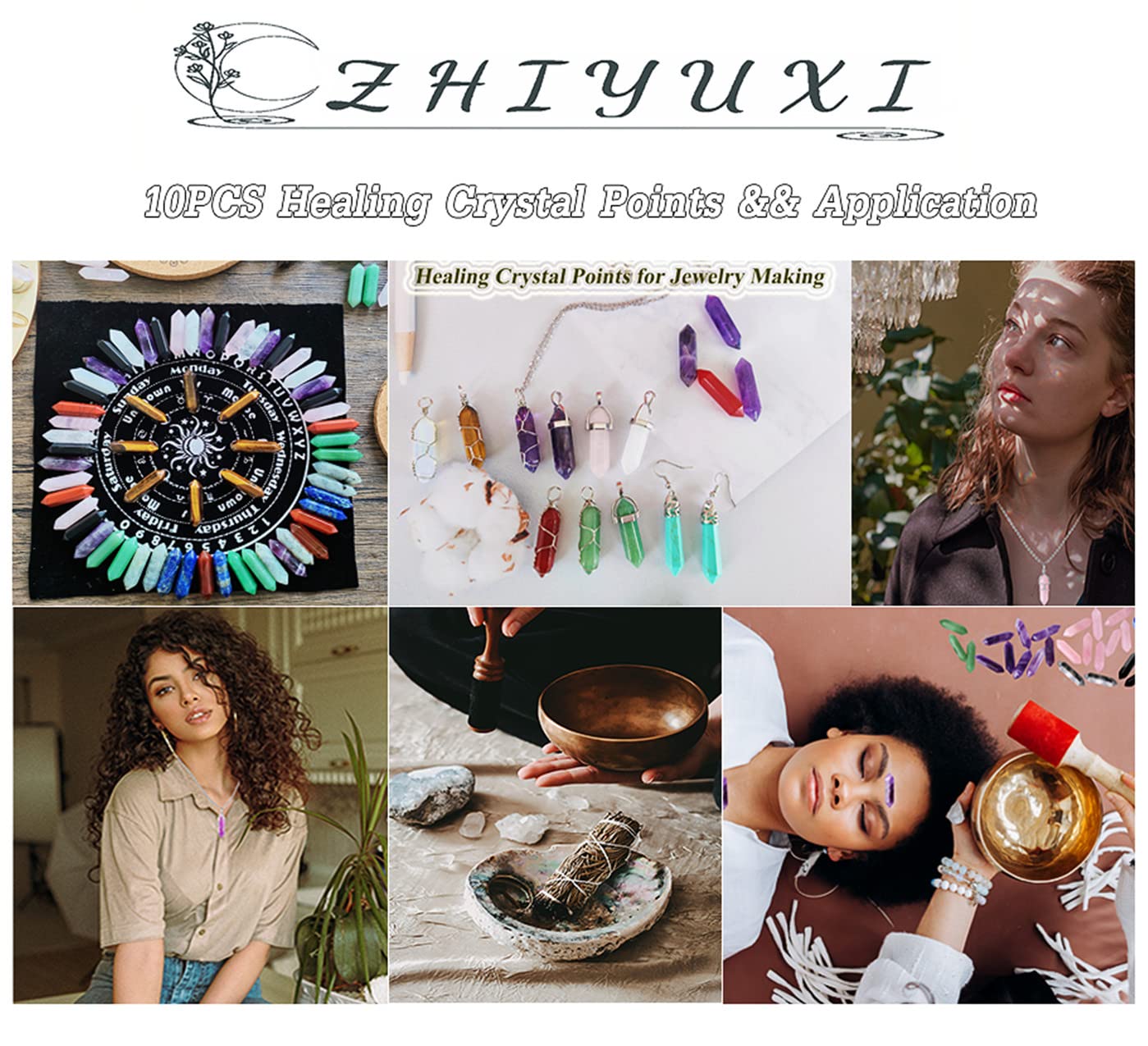 ZHIYUXI Amethyst Crystal Wands Amethyst Stone Purple Crystal Gemstones Crystals Bulk Set Healing Stones for Meditation, Reiki Therapy, Home Decor, Gifts for Spiritual Wellness 10 Pcs