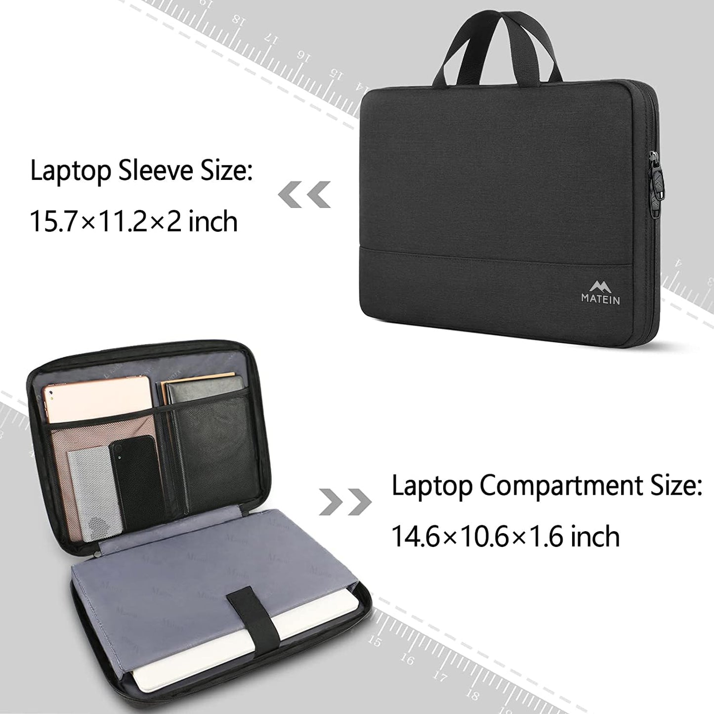 MATEIN Laptop Bag 15.6 Inch, TSA Laptop Case13,14,15.6 Inch for Men, Water Resistant with Pockets and Compartments Compatible with Acer HP Notebook MacBook,Gift for Women Man, Black.