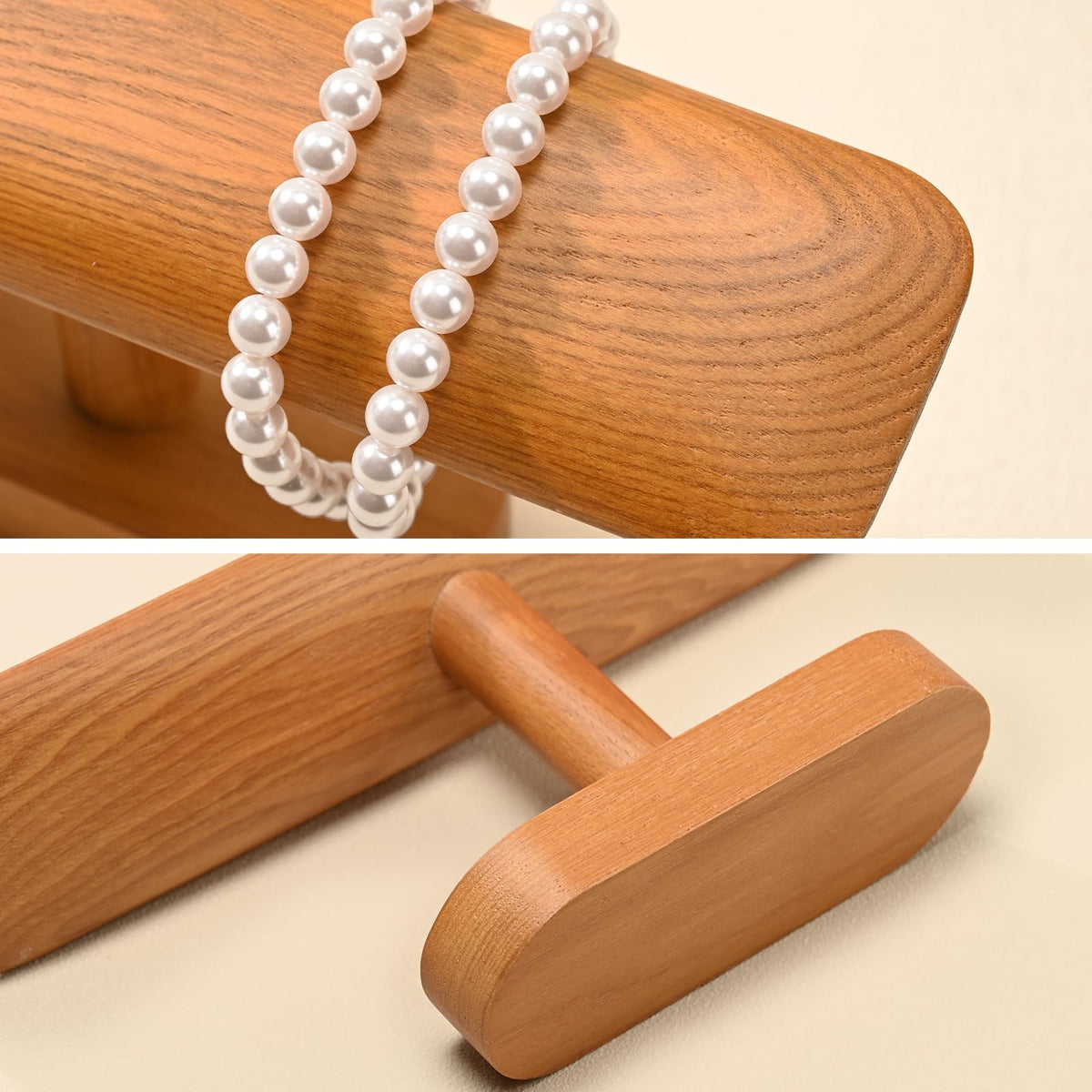 Woodten Solid Wood T-Bar Watch Display Stand Jewelry Organizer Holder for Watch and Bracelet