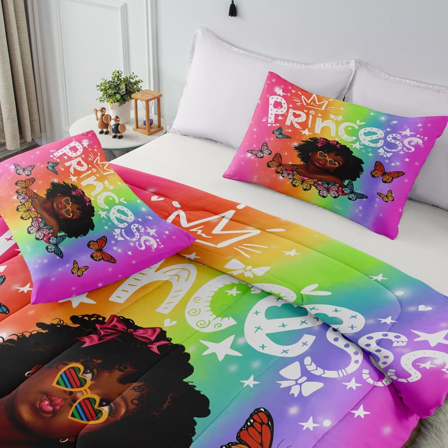 GRAT TIOC Black Girl Comforter Set Twin for Kids Teens,Girls Comforter Set for Melanin,Black Girl Magic Bedding Set,Afro Kid Bed Bedroom Set