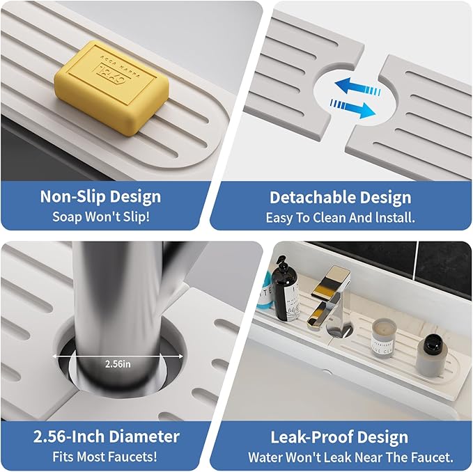 Fast Drying Kitchen Sink Splash Guard, Durable Stone Kitchen Faucet Mat