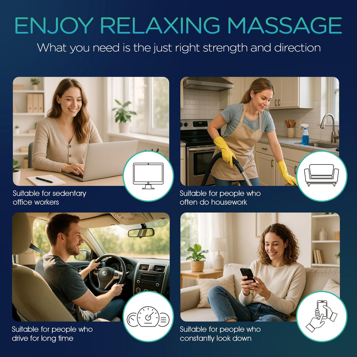 VOYOR-HEALTH Shiatsu Neck and Back Massager with Heat - 3D Kneading Deep Tissue Massage Pillow for Lower Back, Shoulder, Calf, Foot, Use at Home, Car, Office YZ100