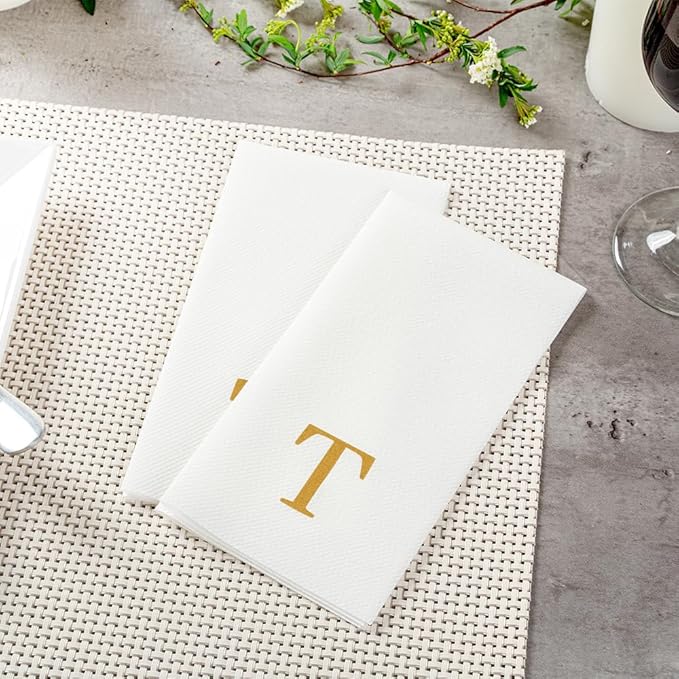 Luxenap 15.8 X 7.9 Inch Linen-Feel Guest Towels, 50 Lettered Hand Towels