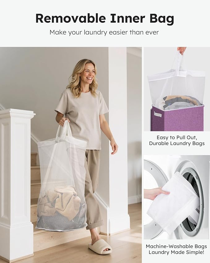 SOLEDI Laundry Hamper with Lid 100L Large & Tall Collapsible Laundry Basket