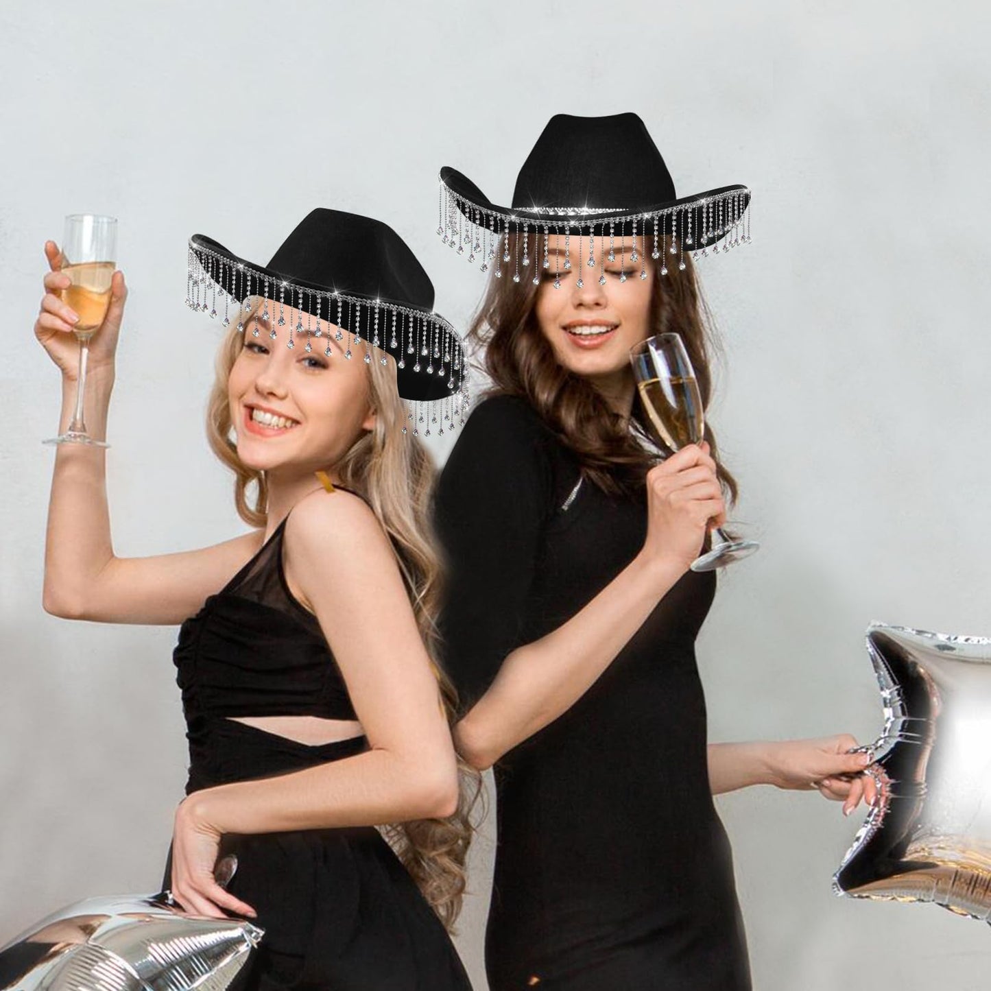 quescu Bridal Cowgirl Hat for Bachelorette Party,Rhinestone White Cowboy Hat for Women Bride To Be Gift,Halloween Costume (Style 4)