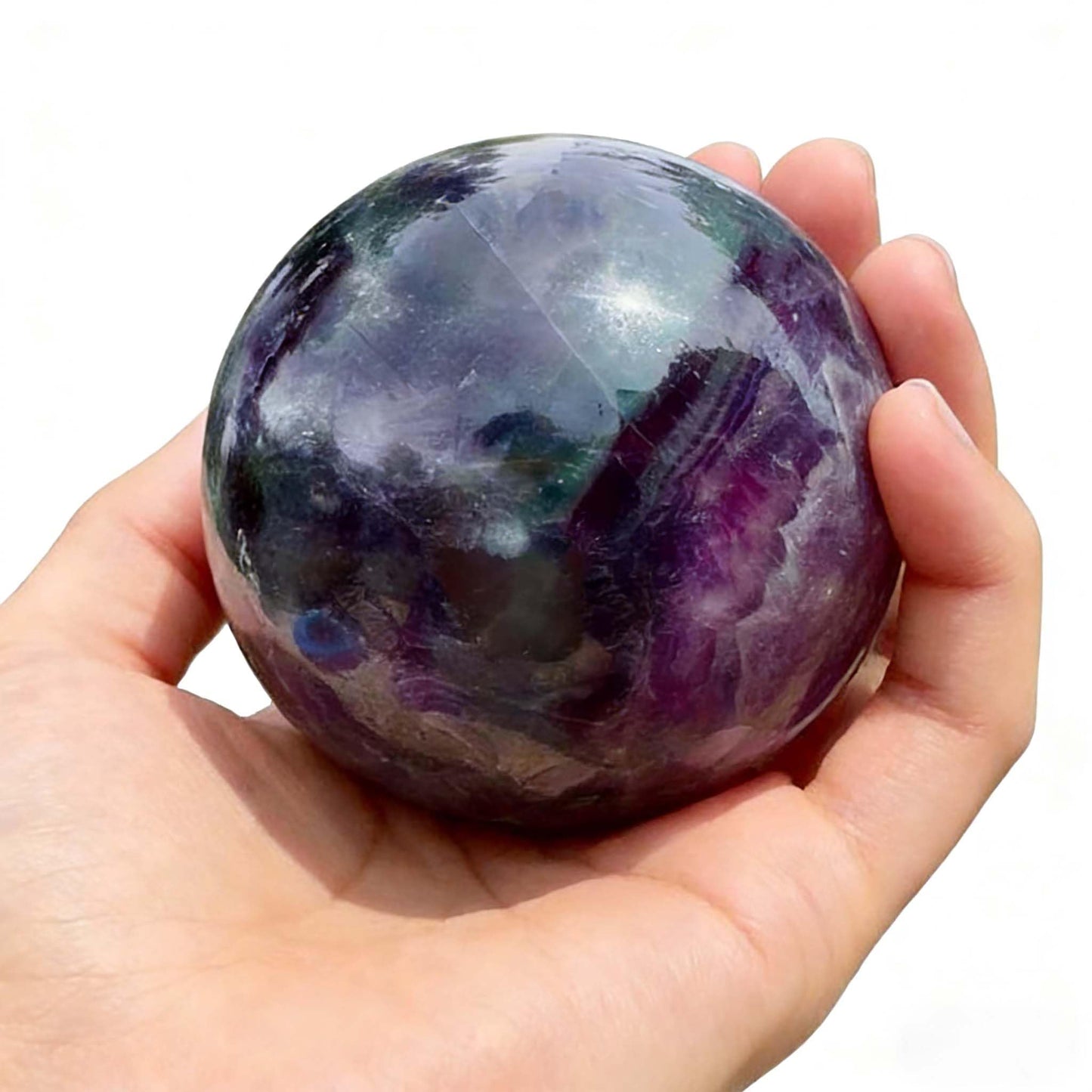 AierCrystal Natural Stone Crystal Sphere Feng Shui Home Decoration Ball Positive Energy Scrying Orb for Meditation Tool for Spiritual Space Purification Globe Diameter6-7cm Fluorite Sphere