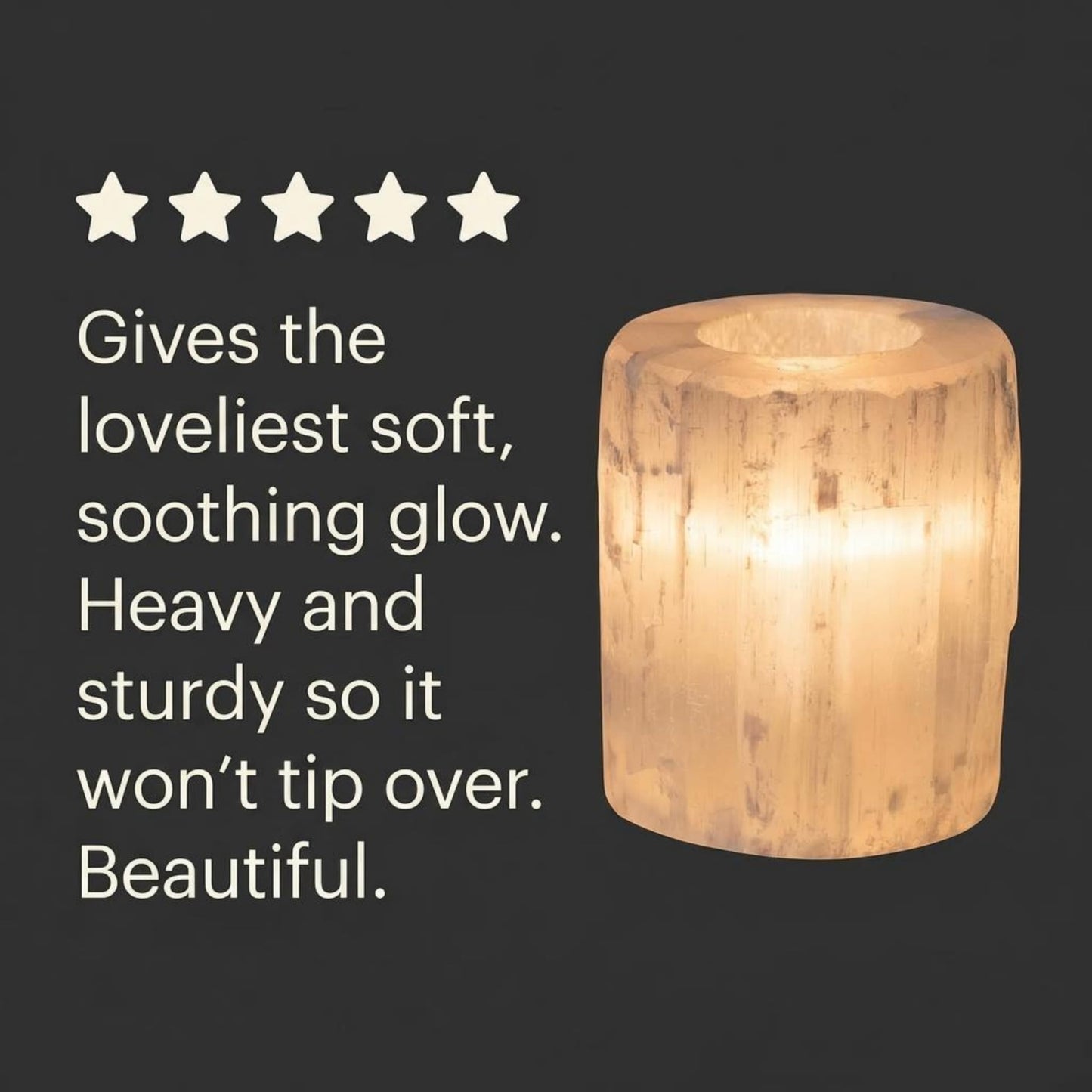 Natural Solid White Selenite Candleholder - Perfect for Meditation and Reflection - 3" Tall (1)