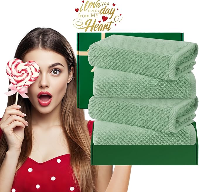 VOOVA & MOVAS Hand Towels for Bathroom Set of 4, Large 18" x 28", 100% Cotton |