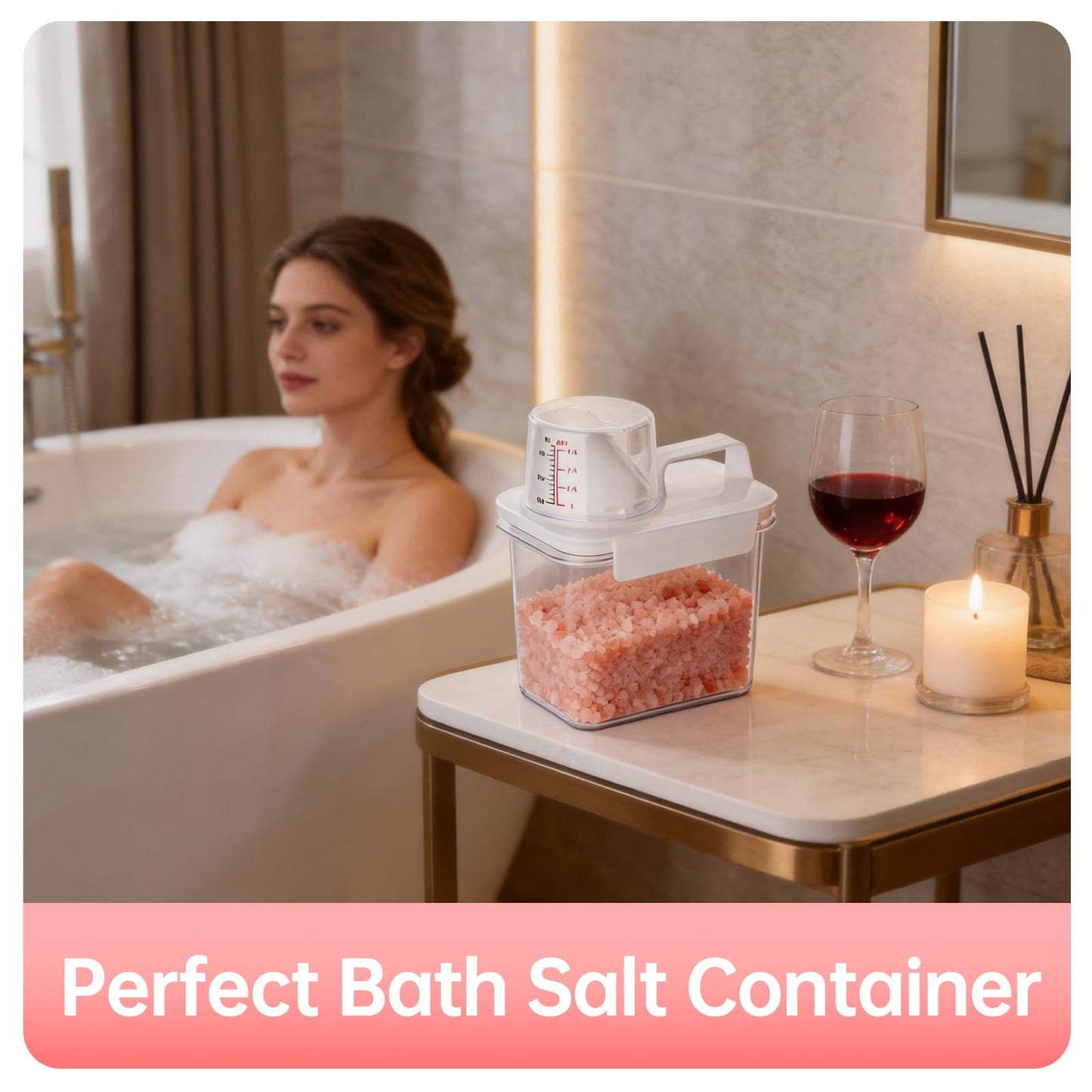 Vekniqo Epsom Salt Container with Scoop Cup-1100ml(37oz)