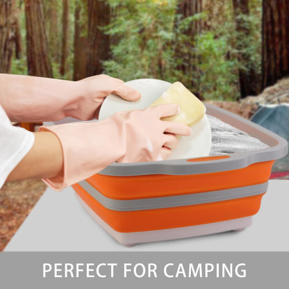 Tiawudi Large Collapsible BBQ Prep Tub with Lid(4.22 Gal/16L), Foldable Camping Sink with Colander, Cutting Board, Dish Basin for Kitchen, Bowl, Vegetable and Fruit, Storage Basket for Picnic