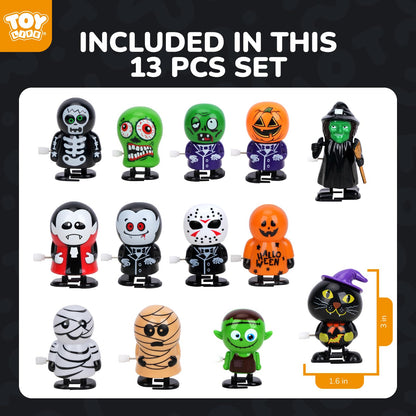 TOY Life 13 Pcs Halloween Wind Up Toys Halloween Party Favors for Kids Toddler Halloween Bulk Toys for Treat Bags Halloween Goodies Bag Stuffers Fillers Halloween Treats Toys for Kids Boys Girls