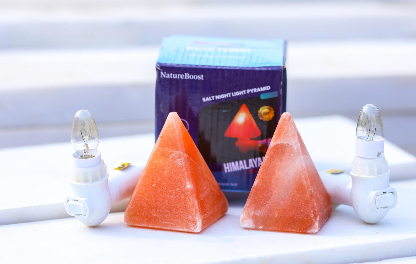 NatureBoost Himalayan Pink Salt Night Lights (Pyramid, 2)