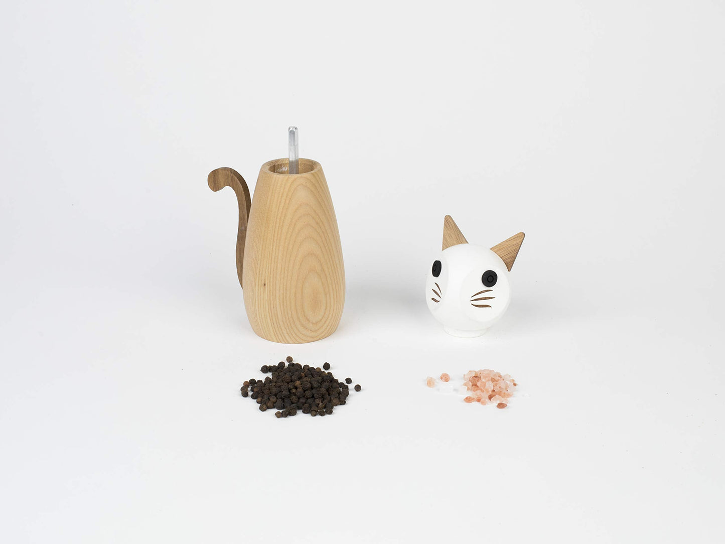 Peterson Housewares Cat Salt or Pepper Mill - Wooden Spice Grinder