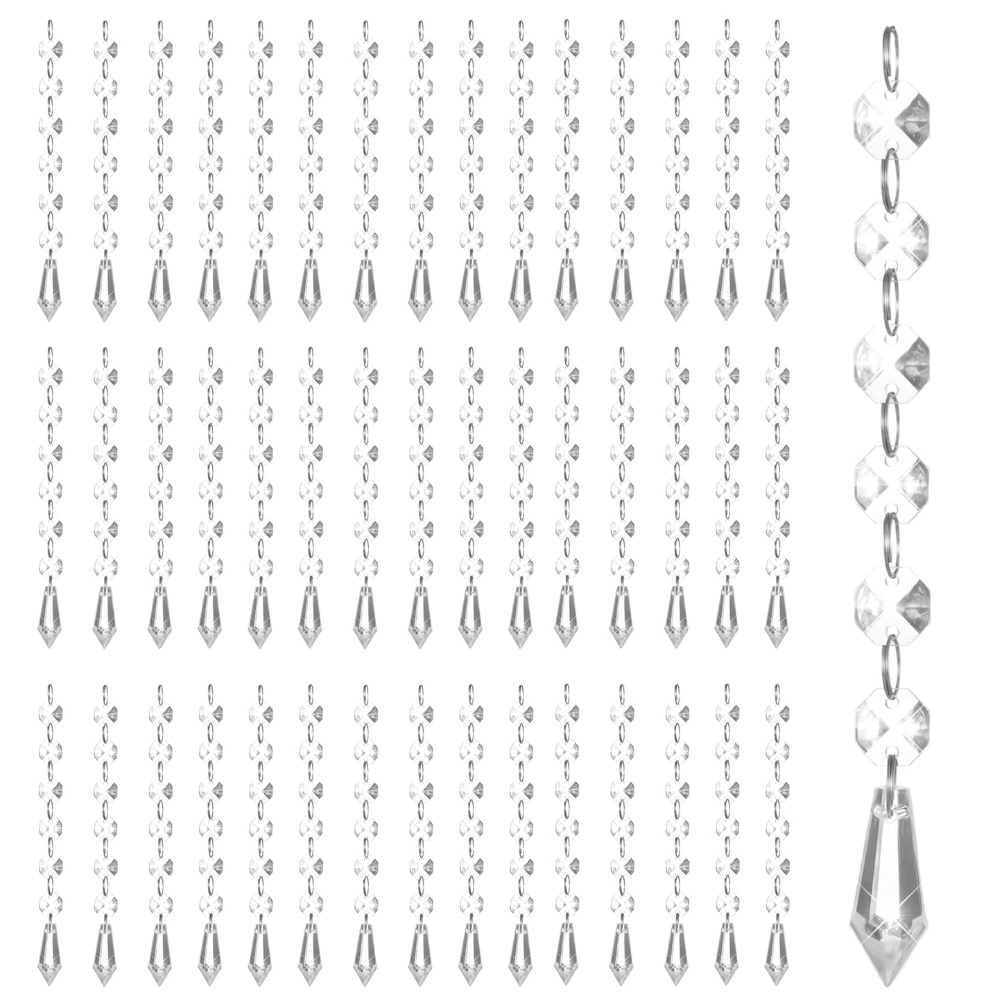 100 Pcs Acrylic Hanging Crystals for Centerpieces Chandelier Clear Crystal Garland Strands Ornament Acrylic Clear Beads Prisms Pendant for Christmas Tree Window Home Decoration(Icicle)