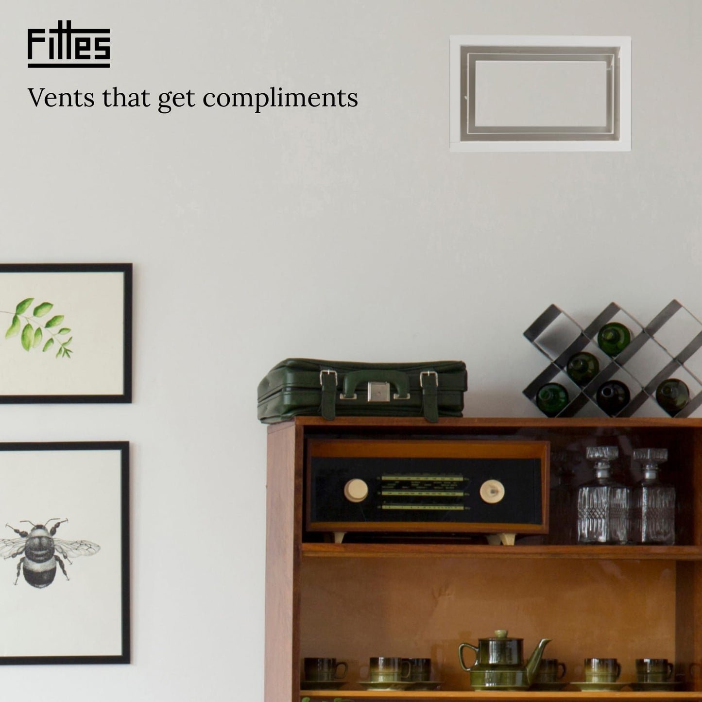 Fittes Framed Wall Vent [Luxe+], Steel HVAC Air Return Register Cover, Customizable Adjustable Increased Airflow Solution for Home or Ceiling, 15-Min DIY Setup, Damper Included – 10"x30.25" – White
