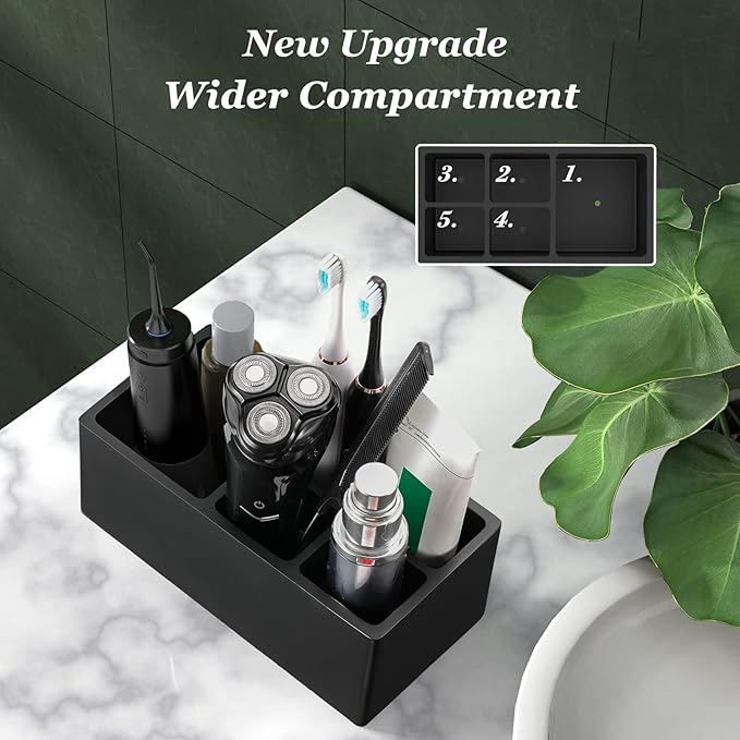 Luxspire Toothbrush Holder, 5 Slots Toothbrush Razor Holder Toothpaste Stand