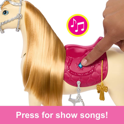 Barbie Horse with Sounds, Music & Accessories, Inspired by Barbie The Great Horse Chase, Toy Moves, Dances & Blinks Eyes, HXJ42