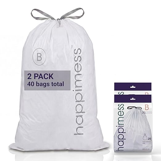 happimess 5.3 Gallon Drawstring Trash Bags, Heavy Duty LDPE Liners