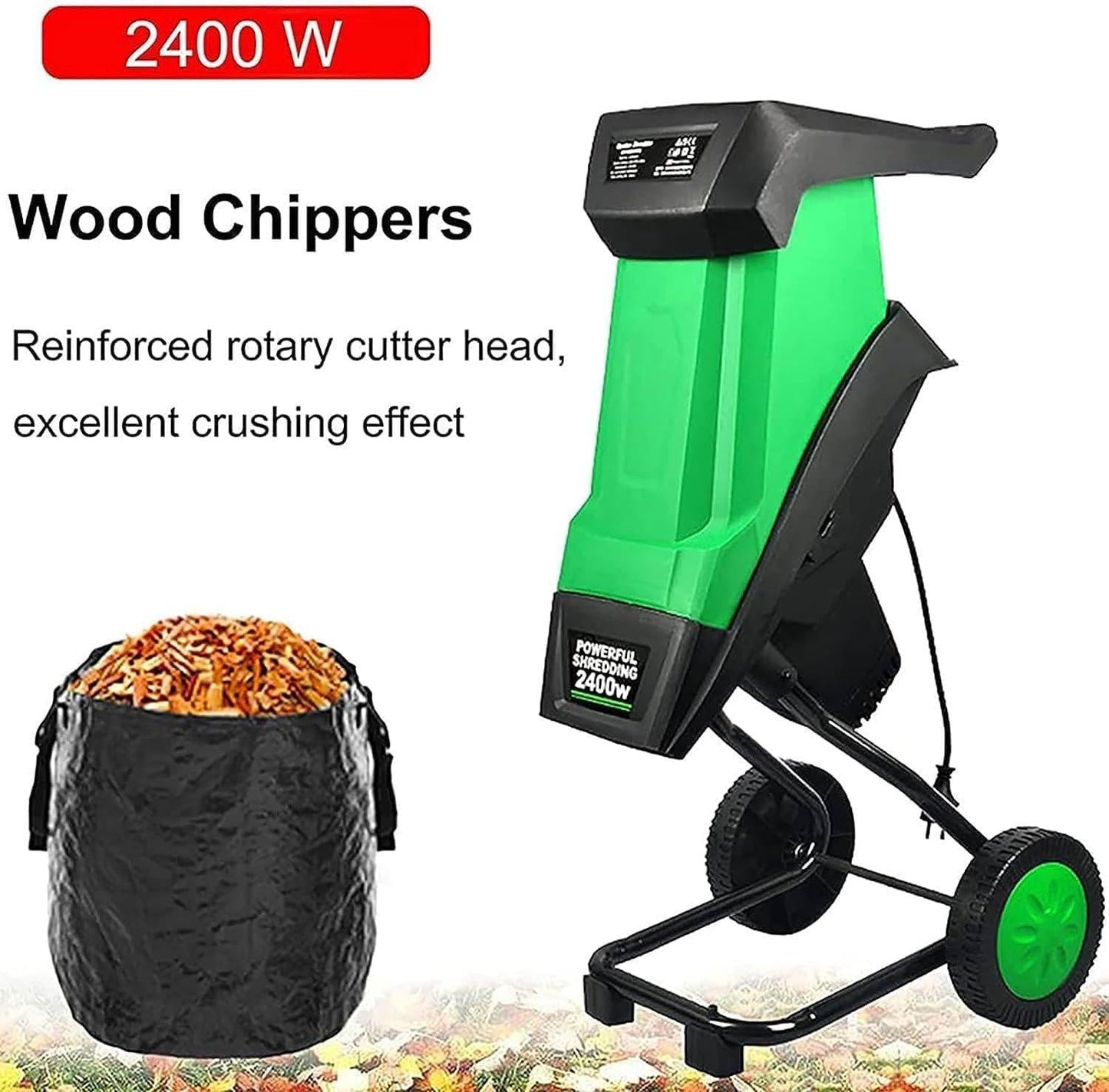 TYBJLXF Electric Garden Leaf Mulcher and Wood Chipper with 50L Collection Bag,Overload Protection,Super Powerful for Efficient Garden Waste Management