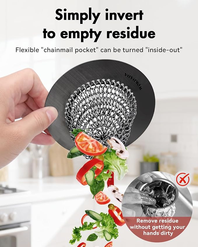 Black Kitchen Sink Strainer, Flippable Mesh Sink Drain Strainer, 304 Stainless