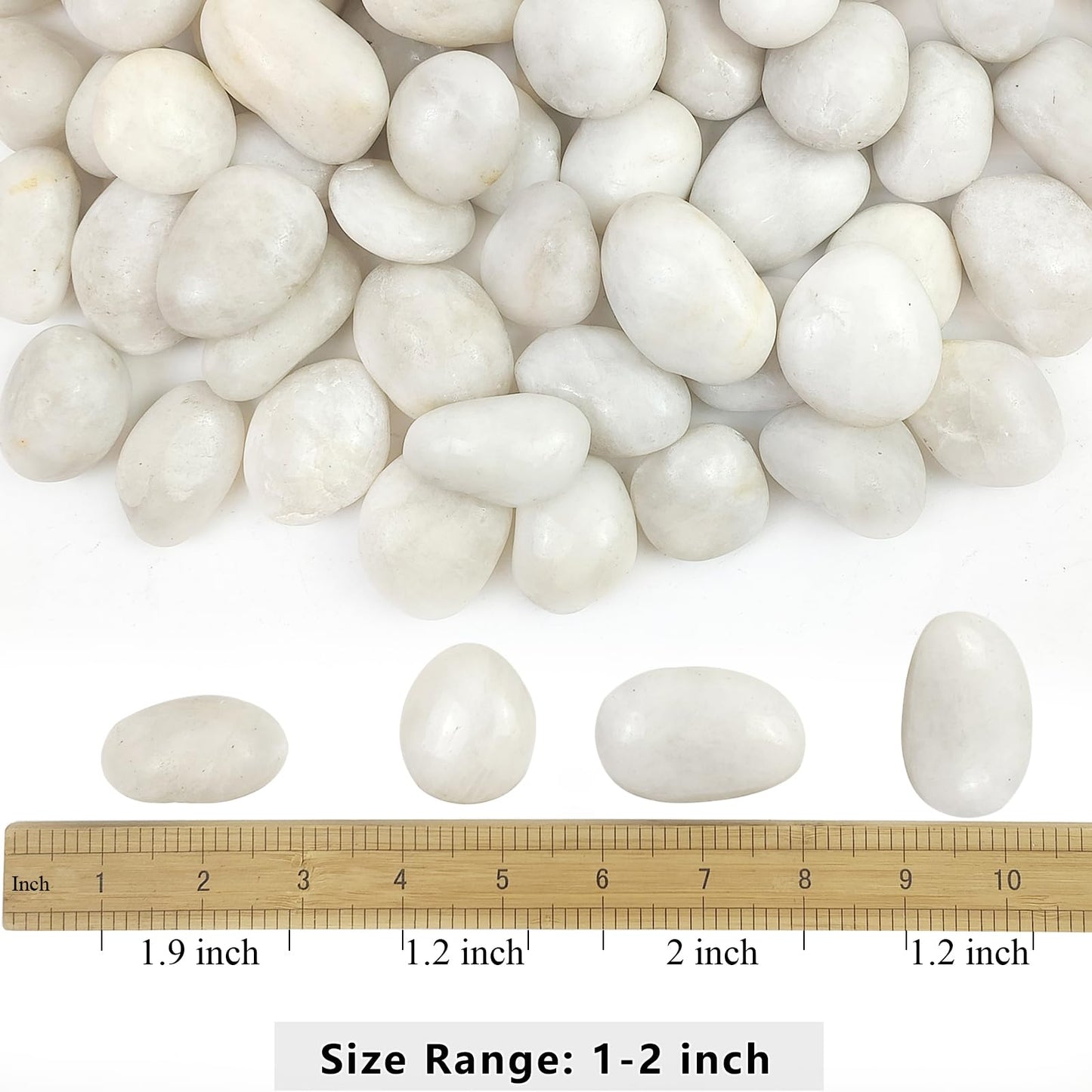 YISZM 5lbs White River Rocks, 1-2 Inch Natural Pebbles for Indoor Plants, High Polished Decorative Stones Vase Filler Fish Tank Aquariums Landscaping Garden Outdoor and Indoor DIY