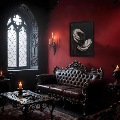 2 Pieces Gothic Posters Wall Art Dark Academy Vampire Pictures Victorian Woman Reading Magic Book Canvas Claw Hand Dracula Prints Moody Girl Witch Ghost Paintings Bedroom Library Classroom Office Home Decor 12x16 Inch Unframed