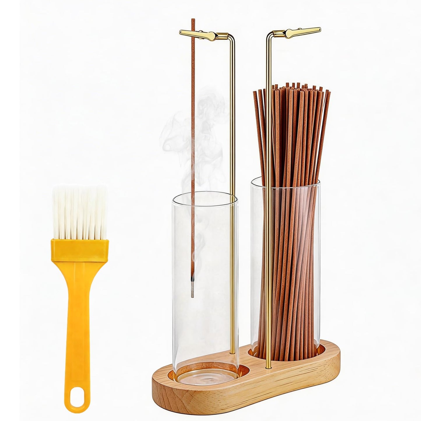 Glass Incense Holder, 2 in 1 Hanging Incense Burner Holder with Ash Catcher & Storage | Cute Boho Decor for Meditation, Yoga, Spa | Stick Incense Holder, Censer, Incense Tray Alternative (Natural)