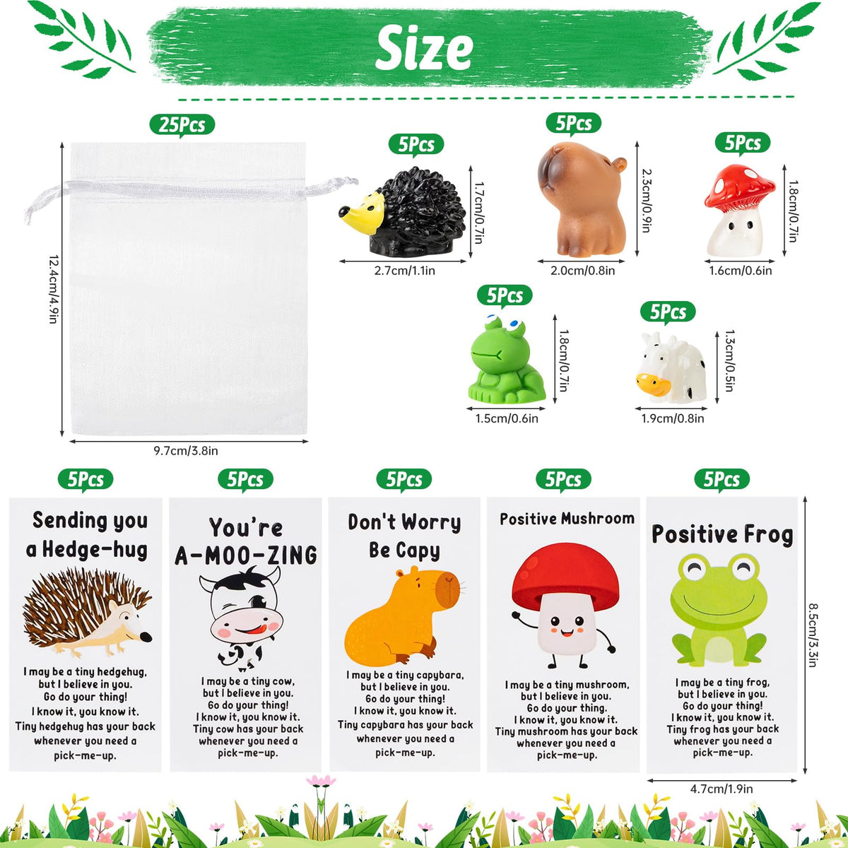 RONGLAIJIN 25 Sets Graduation Gifts Bulk, Appreciation Gifts for Graduation Volunteer Teacher Student, Funny Resin Animal with Pun Note Cards Inspirational Gift Sets for Team Employee Staff Coworker