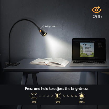 acegoo Minimalist Reading Light for Bed Headboard Dimmable Book Light Clip on Lamp with USB-C Adapter, Flexible Neck & Handy Lamp Head Switch, CRI 90+