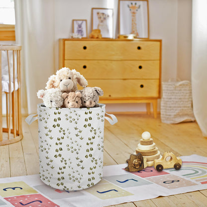 Cilrii Animal Footprints Nursery Laundry Basket, Forest Animal Track Laundry Basket Hamper Waterproof Collapsible Clothes Toys Storage Bin for Bedroom Bathroom Kids Room, Toybox for Boys Girls