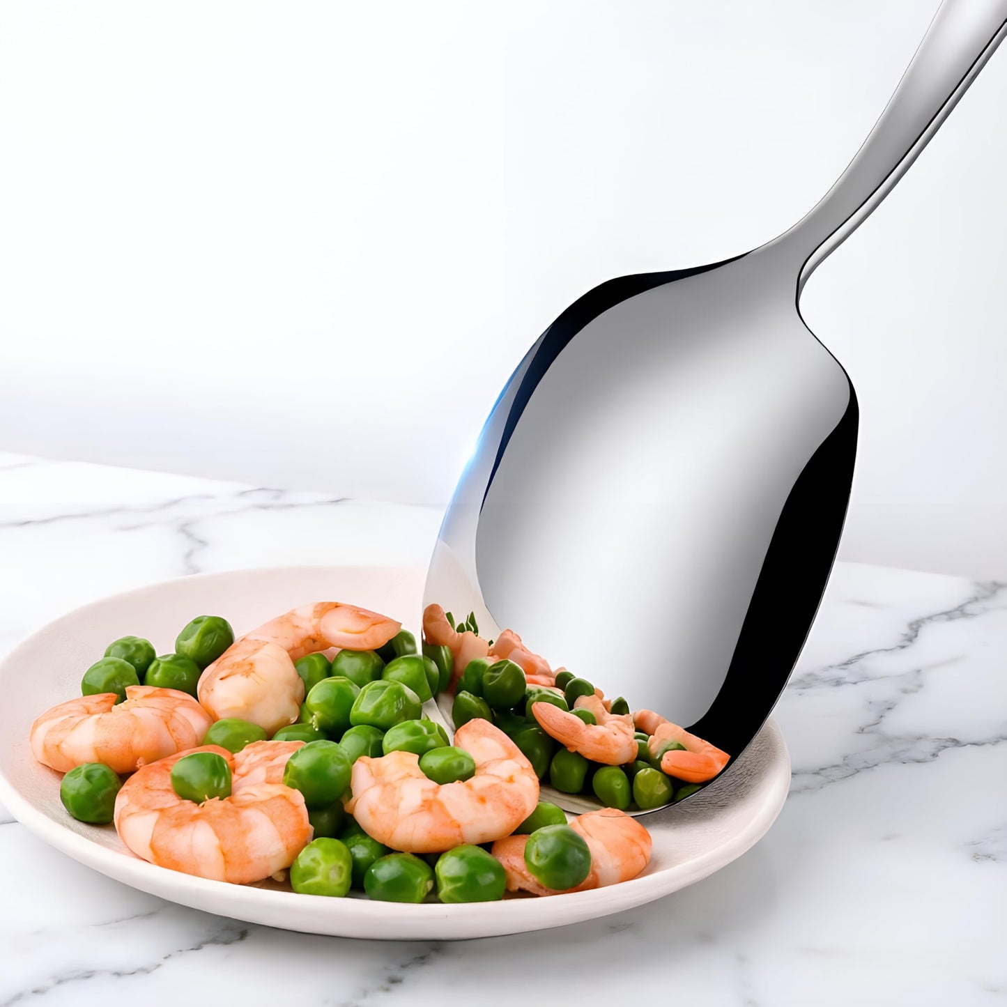 Wenkoni Large Buffet Serving Spoons,Heavy Duty 9.5X2.8 inches 316L Stainless Steel Serving Spoons Pack of 2,Silver
