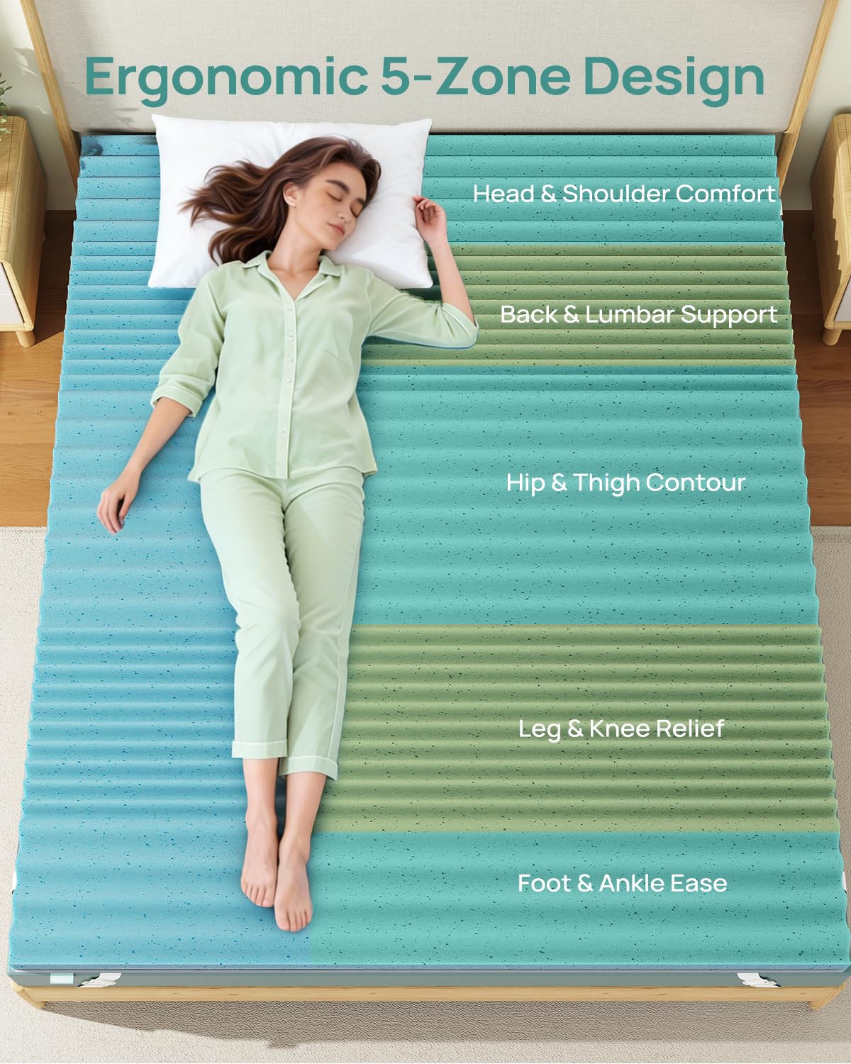 Releep 3 Inch Queen Gel High Density Mattress Topper, Cooling Firm Bed Topper for Pressure Relief, Orthopedic Support Mattress Topper with Non-Slip Washable Cover, CertiPUR-US Certified