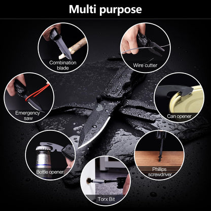 Unutes 14 in 1 Multitool Pocket Knife for Men, Tactical Multi-Tool Plier 9-in-1 screwdriver set with Nylon Sheath for Survival, Camping, Gifts Ideas for Dad, Husband