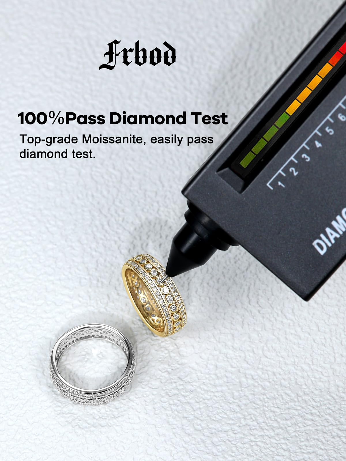 Frbod Moissanite Anniversary Ring for Women Men Sparkling Diamond Jewelry Hypoallergenic 14K Gold Plated Size 9