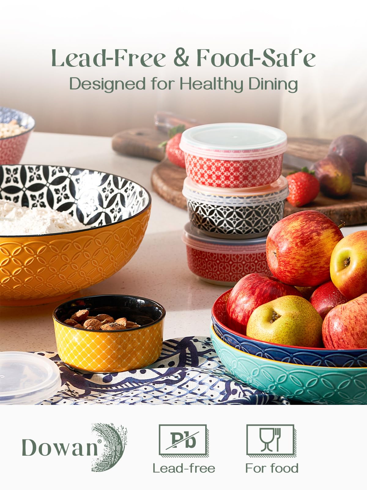 DOWAN Dipping Bowls with Lids, Ceramic Condiment Sauce Cups, 4 oz Dipping Sauce Bowls/Dishes for Charcuterie, Condiment, Tomato Sauce, Soy, BBQ and other Party Supplies, Kitchen Decor, Set of 6
