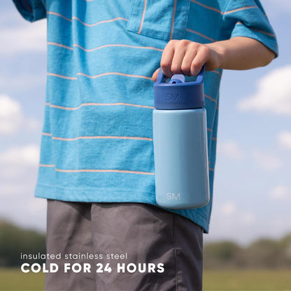 Simple Modern Kids Summit Water Bottle with Straw Lid | Transformers 18oz Stainless Steel Cup Insulated Tumbler for Boys, School | Transformer Block Nation