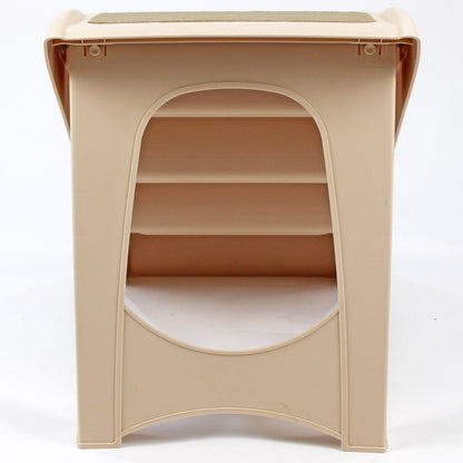 Plastic Foldable Dog Pet Stairs with Carpet Treads, Beige, 38cm x 47cm x 60cm
