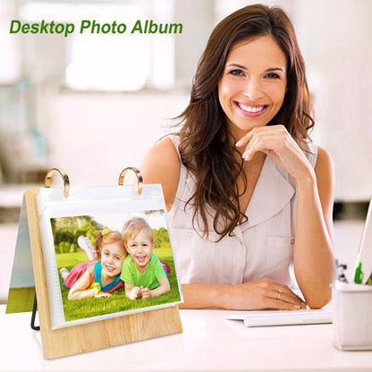 ZEEYUAN 4x6 Picture Frame Desktop Display 4x6 Desk Flip Photo Album on Stand 60 Pockets, Mother's Day Gift for Mom from Daughter Son Desk Photo Book Gifts for Mother Father Grandma