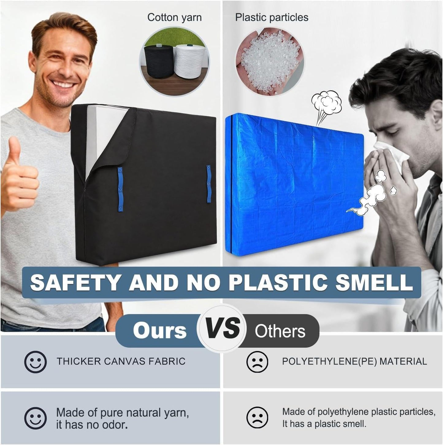 (Not Plastic,Not Polyethylene),Mattress Bags for Moving and Storage,Twin Size,8 Handles,Heavy Duty & Thicker Canvas 600D Polyester Cloth,Reusable Waterproof Mattress Protector Covers,Strong Zipper