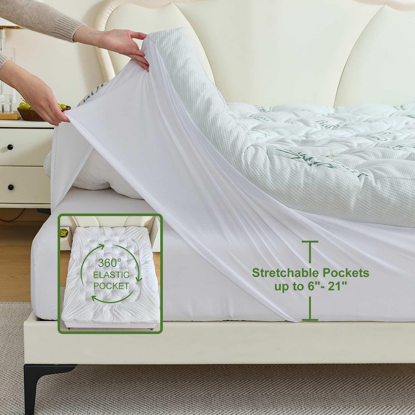 Whatsbedding Memory Foam Mattress Topper Twin Size, 5 Inches Slow Rebound Memory Foam Topper with Cooling Viscose Made from Bamboo Cover, Deep Pocket Designed Mattress Topper