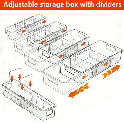 REBECAT 4 Pcs Expandable Clear Drawer Organizers, Adjustable Drawer Organizer Bins with Dividers, makeup organizer for drawer, drawer organizer bathroom for Vanity, Junk Drawer & Office