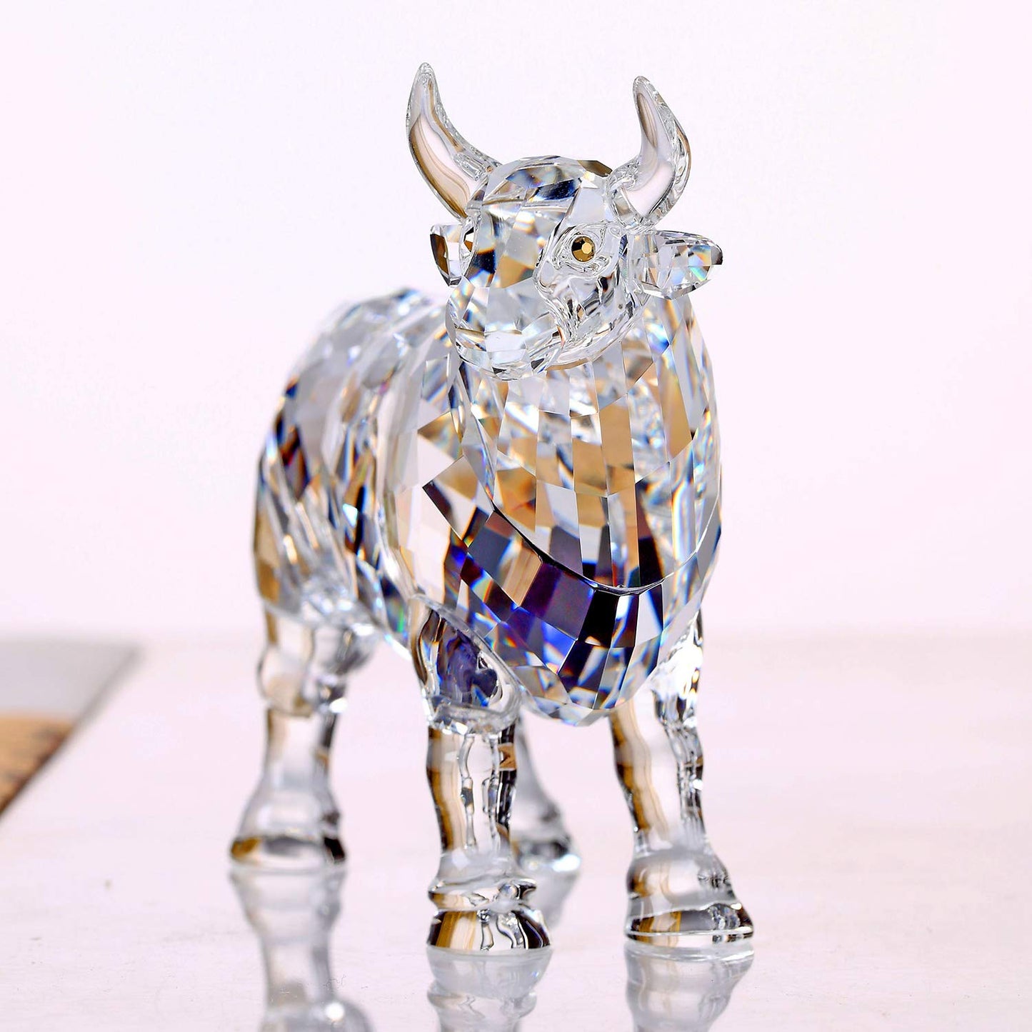 DOJOZ Crystal Bull Cow Ox Cattle New Year Gifts Home Decorations Figurines Collectibles Animal (White)